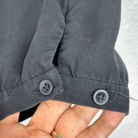 Eileen Fisher Silk Pants‎ Sz S Black Cropped Ankle Button Trousers Quiet Luxury - Picture 5 of 11